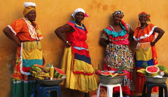 Women from San Basilio de Palenque selling their goods on the streets of Cartagena.