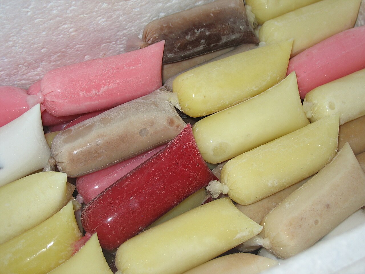 Bolis, homemade fruit popsicles in plastic tubes