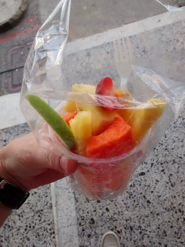 Fresh fruit cup from a street vendor in Barranquilla